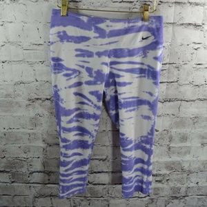 Nike Dri Fit Tie Dye Purple White Crop Leggings